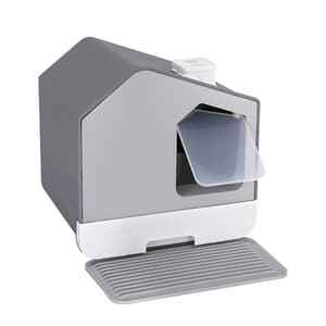 Semi-Enclosed Anti-Splash Cat Litter Box — Large Hooded Kitty Toilet with Scoop & Mat