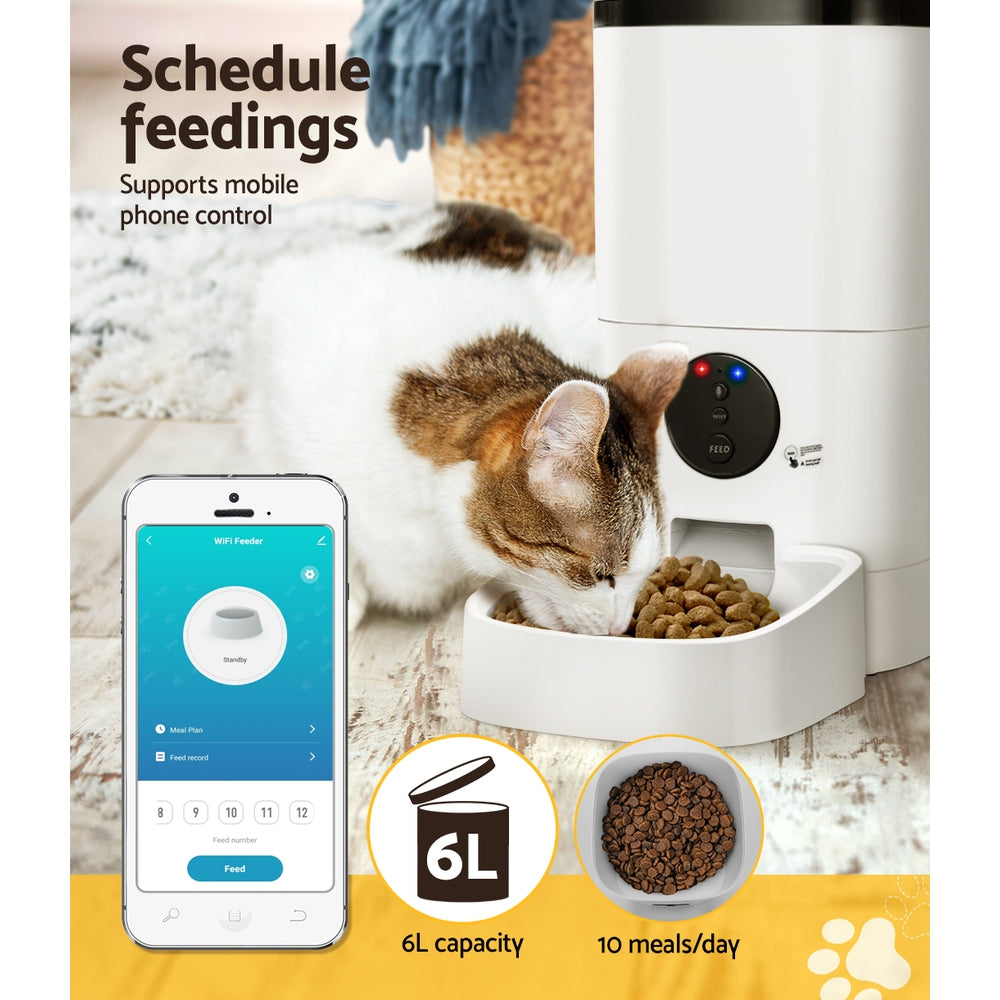 Pet Feeder — Schedule feedings via mobile app — 6L capacity — Up to 10 meals per day