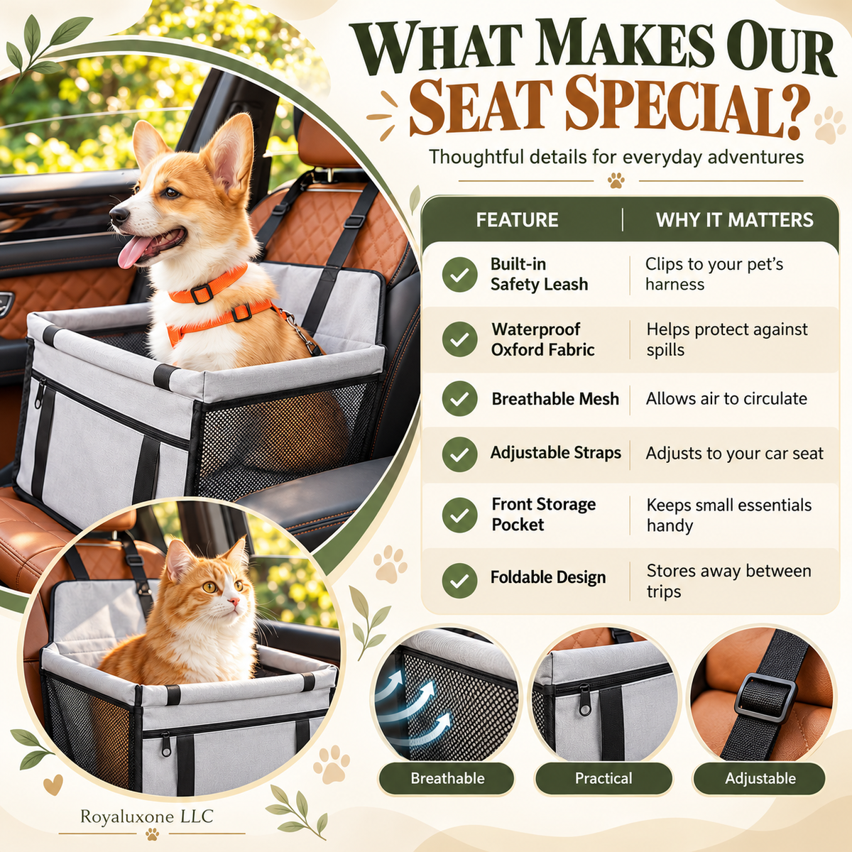 Pet booster seat size and installation guide for front and back car seats