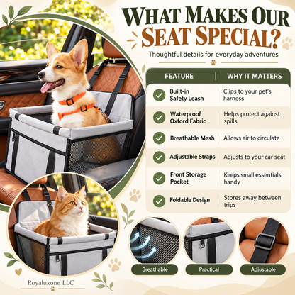 Pet booster seat size and installation guide for front and back car seats