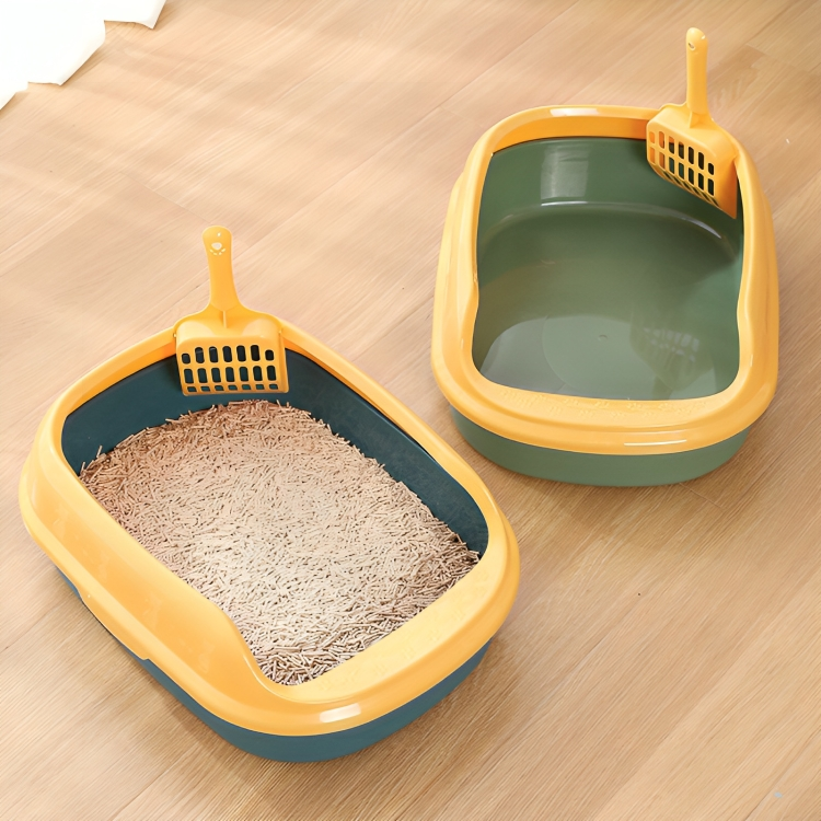 Semi-Enclosed Anti-Splash Cat Litter Box with Shovel