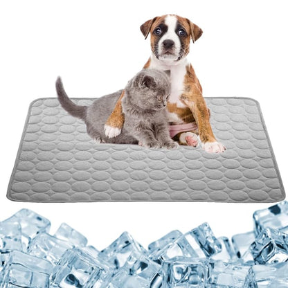 Self-Cooling Dog Mat - main view with pets