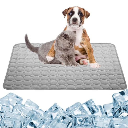 Self-Cooling Dog Mat - main view with pets